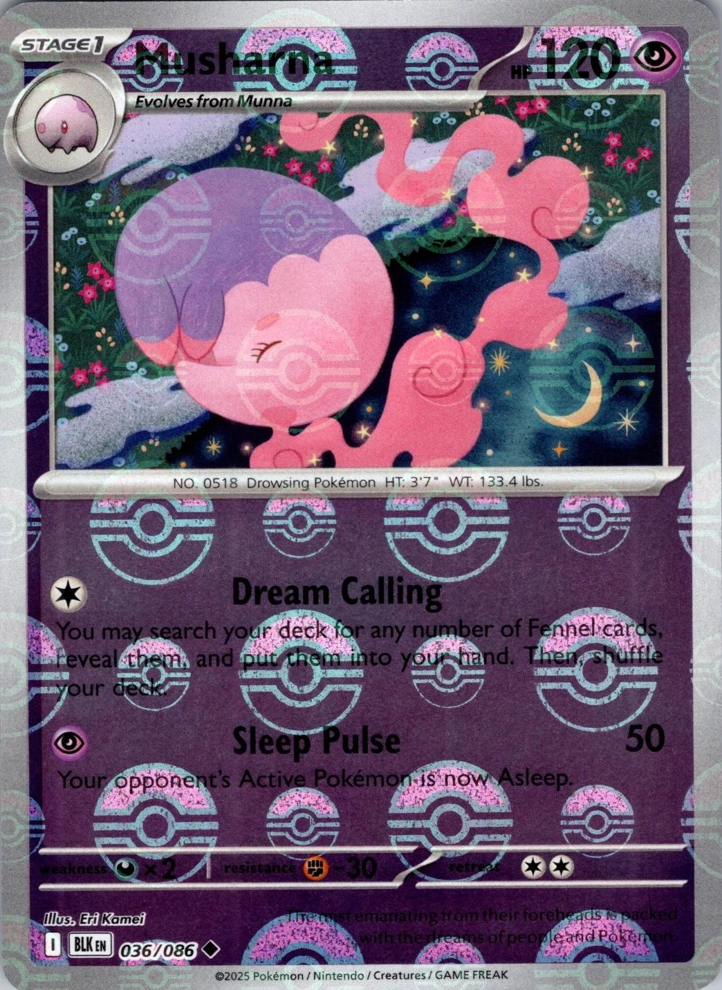 Musharna (Poke Ball Pattern) - Holofoil 036/086 Black Bolt | Uncommon Pokemon Card