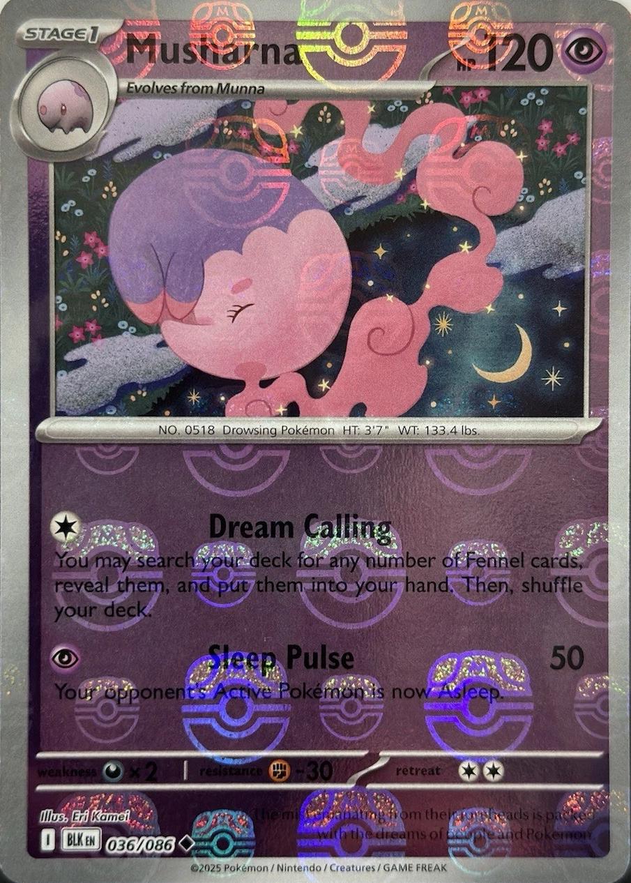 Musharna (Master Ball Pattern) - Holofoil 036/086 Black Bolt | Uncommon Pokemon Card