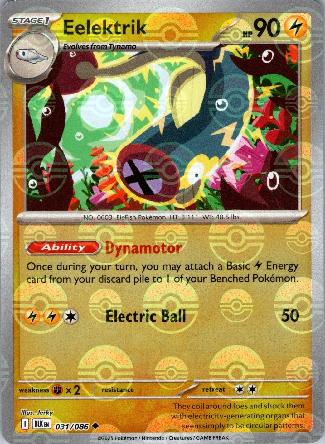 Eelektrik (Poke Ball Pattern) - Holofoil 031/086 Black Bolt | Uncommon Pokemon Card