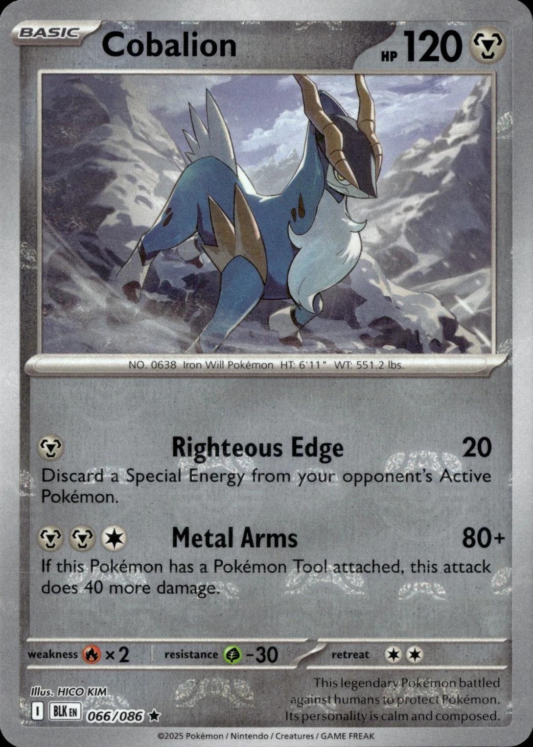 Cobalion (Poke Ball Pattern) - Holofoil 066/086 Black Bolt | Rare Pokemon Card