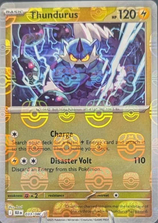 Thundurus (Master Ball Pattern) - Holofoil 033/086 Black Bolt | Rare Pokemon Card