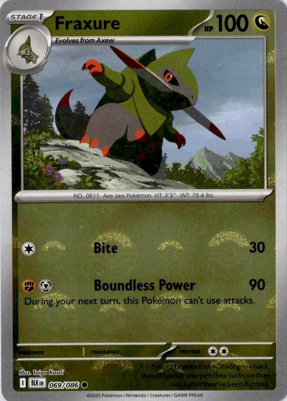 Fraxure (Poke Ball Pattern) - Holofoil 069/086 Black Bolt | Common Pokemon Card