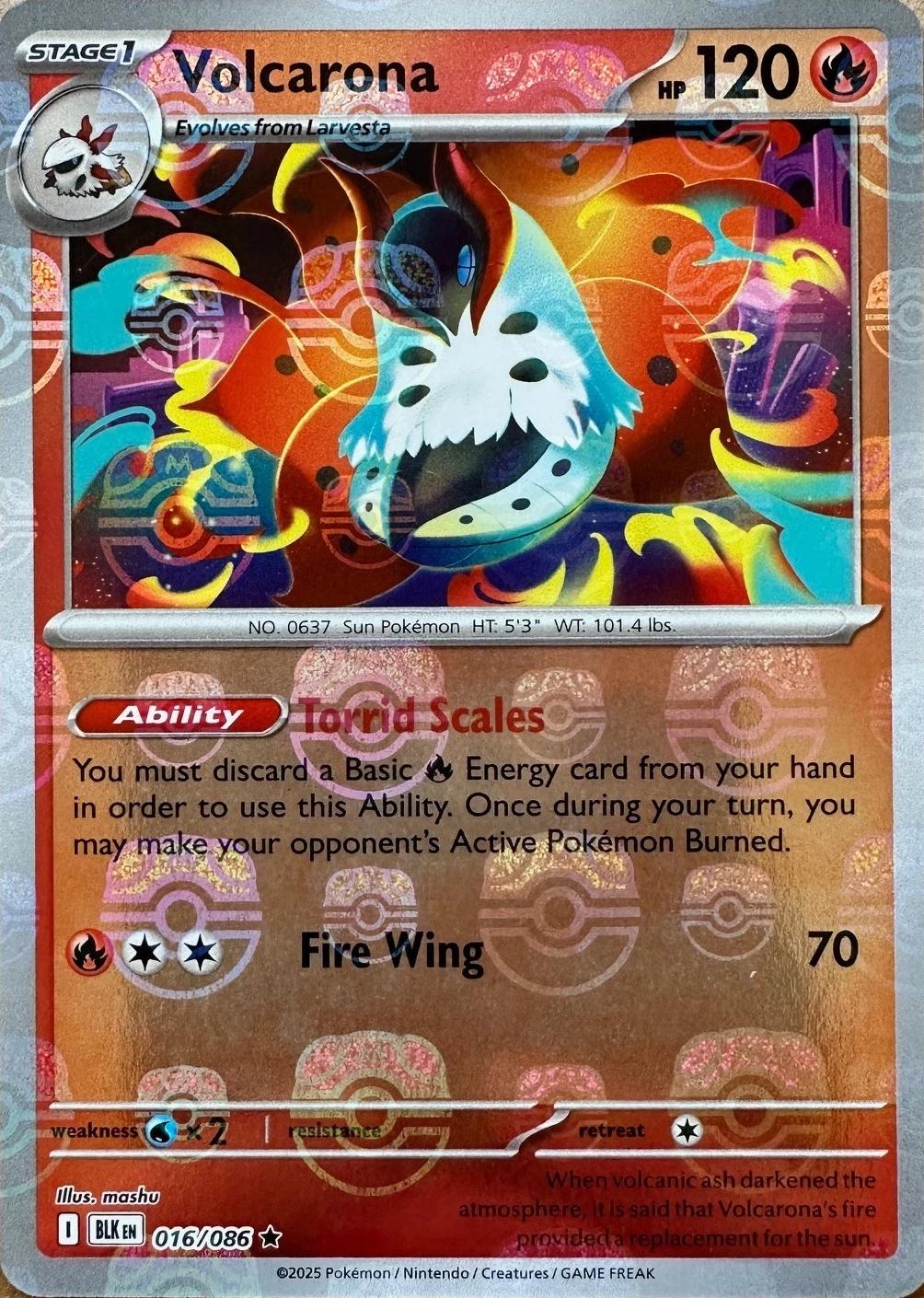 Volcarona (Master Ball Pattern) - Holofoil 016/086 Black Bolt | Rare Pokemon Card