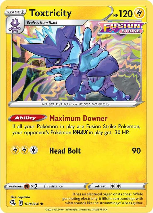 Toxtricity (108) - Holofoil 108/264 Fusion Strike | Rare Pokemon Card