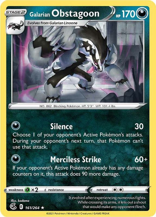 Galarian Obstagoon - Holofoil 161/264 Fusion Strike | Rare Pokemon Card