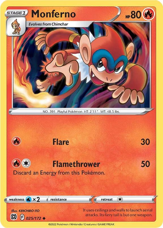 Monferno - Reverse Holofoil 025/172 Brilliant Stars | Uncommon Pokemon Card