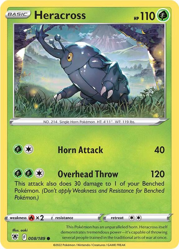 Heracross - Reverse Holofoil 008/189 Astral Radiance | Common Pokemon Card