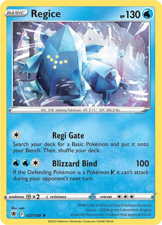 Regice - Reverse Holofoil 037/189 Astral Radiance | Rare Pokemon Card