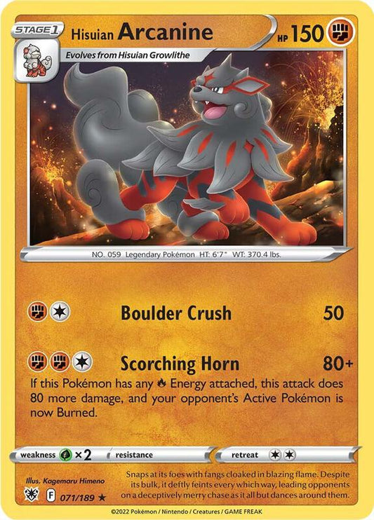Hisuian Arcanine - Reverse Holofoil 071/189 Astral Radiance | Rare Pokemon Card
