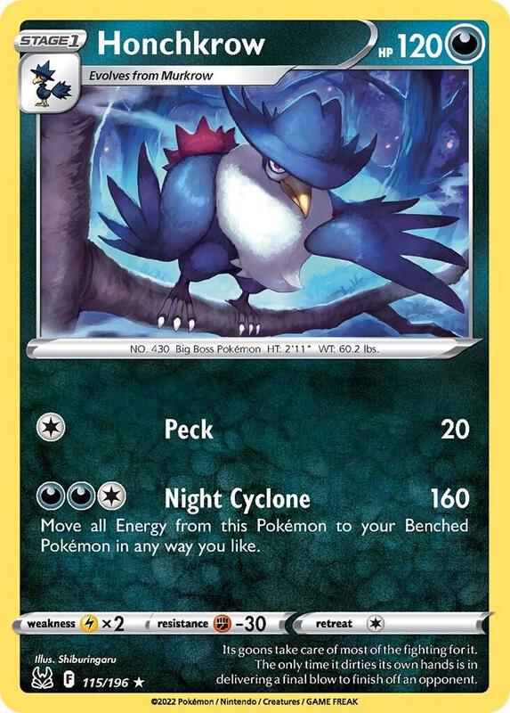 Honchkrow - Normal 115/196 Lost Origin | Rare Pokemon TCG PokePursuitTCG