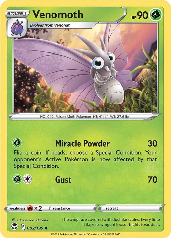 Venomoth - Normal 002/195 Silver Tempest | Uncommon Pokemon Card