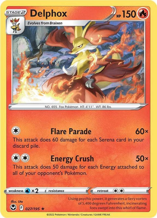 Delphox - Reverse Holofoil 027/195 Silver Tempest | Rare Pokemon Card