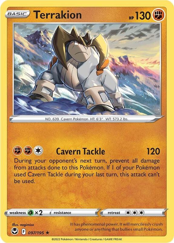 Terrakion - Holofoil 097/195 Silver Tempest | Rare Pokemon Card
