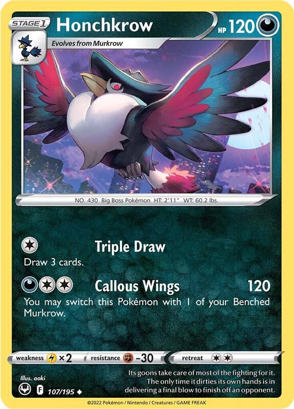 Honchkrow - Reverse Holofoil 107/195 Silver Tempest | Uncommon Pokemon Card