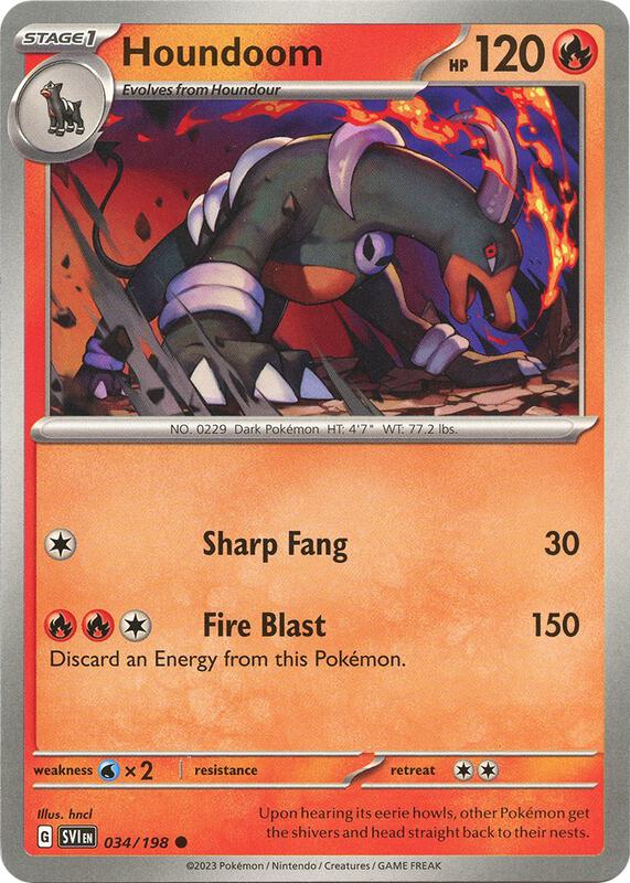 Houndoom - 034/198 - Reverse Holofoil 034/198 Scarlet & Violet | Common Pokemon Card
