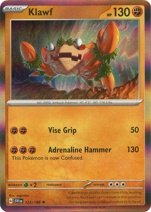 Klawf - 122/198 - Reverse Holofoil 122/198 Scarlet & Violet | Rare Pokemon Card
