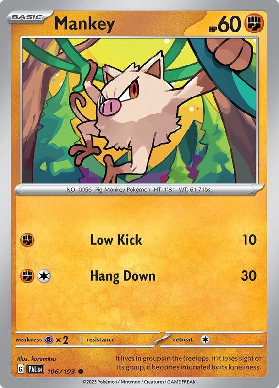 Mankey - Normal 106/193 Paldea Evolved | Common Pokemon Card