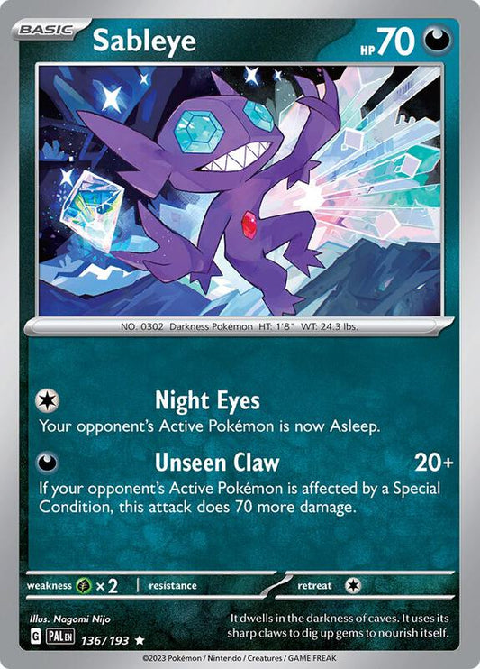 Sableye - Reverse Holofoil 136/193 Paldea Evolved | Rare Pokemon Card