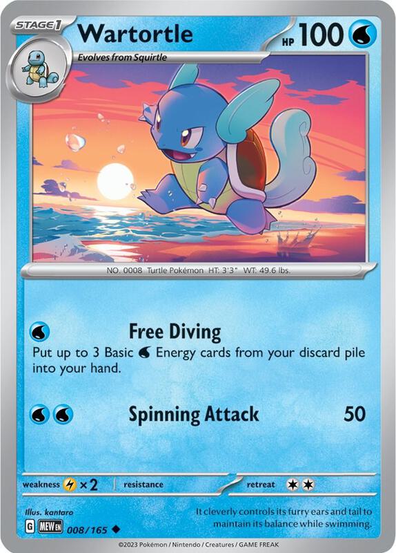 Wartortle - 008/165 - Reverse Holofoil 008/165 Scarlet & Violet: 151 | Uncommon Pokemon Card