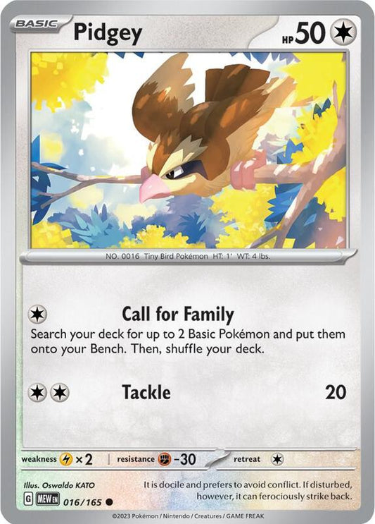 Pidgey - Normal 016/165 Scarlet & Violet: 151 | Common Pokemon Card