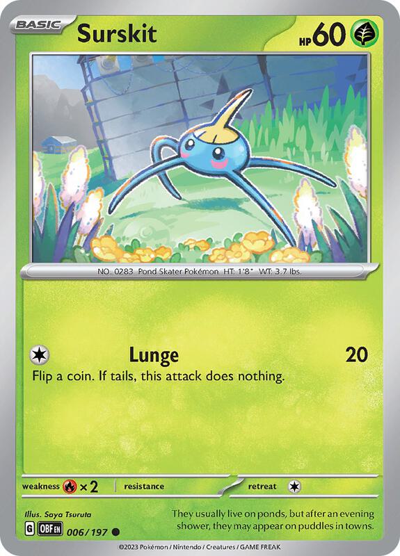 Surskit - Normal 006/197 Obsidian Flames | Common Pokemon Card