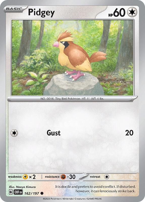 Pidgey - Normal 162/197 Obsidian Flames | Common Pokemon Card