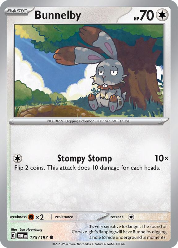 Bunnelby - Reverse Holofoil 175/197 Obsidian Flames | Common Pokemon Card