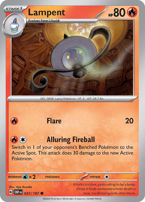 Lampent - Reverse Holofoil 037/197 Obsidian Flames | Common Pokemon Card