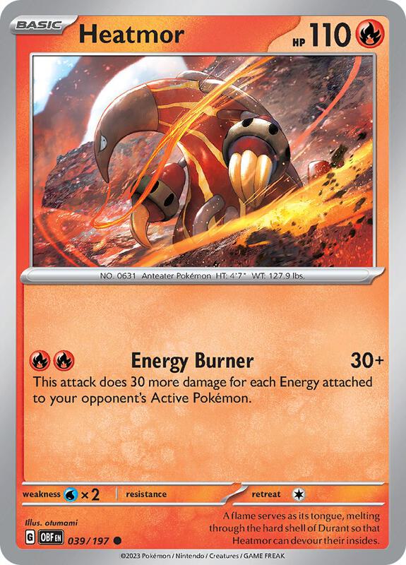 Heatmor - Reverse Holofoil 039/197 Obsidian Flames | Common Pokemon Card