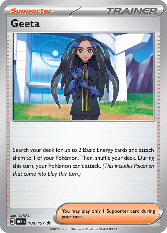 Geeta - Reverse Holofoil 188/197 Obsidian Flames | Rare Trainer Card