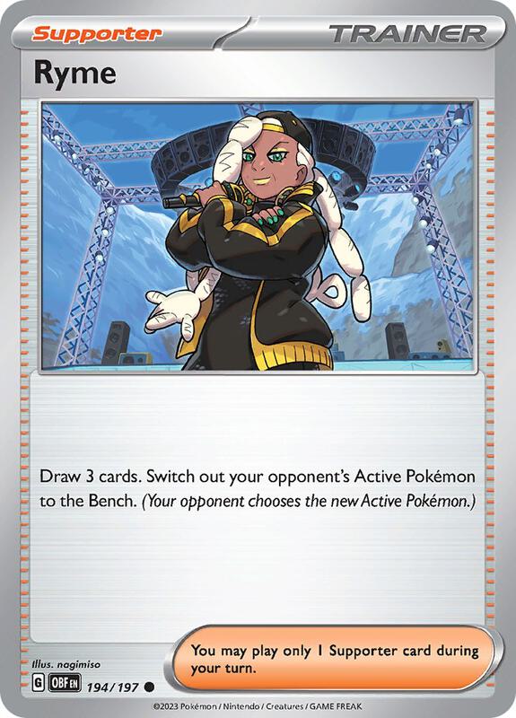 Ryme - Normal 194/197 Obsidian Flames | Common Trainer Card