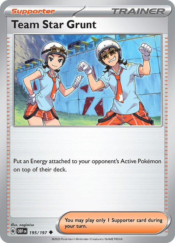 Team Star Grunt - Reverse Holofoil 195/197 Obsidian Flames | Uncommon Trainer Card