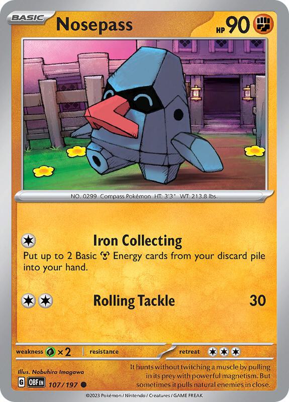 Nosepass - Reverse Holofoil 107/197 Obsidian Flames | Common Pokemon Card