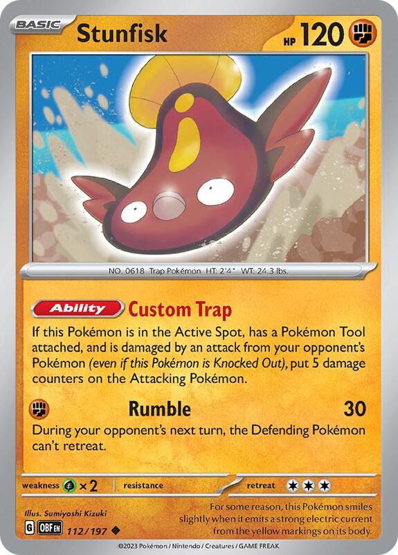 Stunfisk - Normal 112/197 Obsidian Flames | Uncommon Pokemon Card