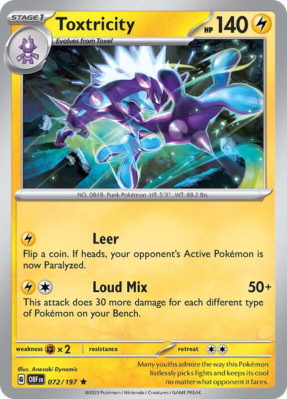 Toxtricity - Holofoil 072/197 Obsidian Flames | Rare Pokemon Card