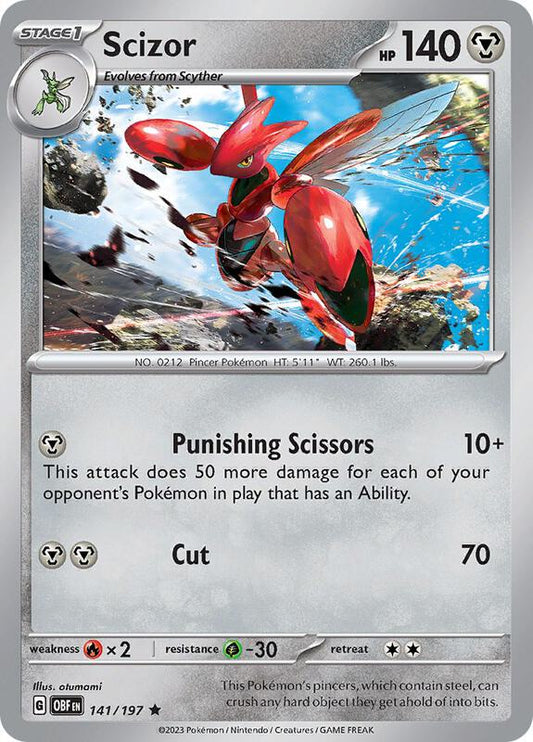 Scizor - Holofoil 141/197 Obsidian Flames | Rare Pokemon Card