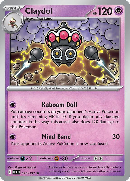 Claydol - Holofoil 095/197 Obsidian Flames | Rare Pokemon Card