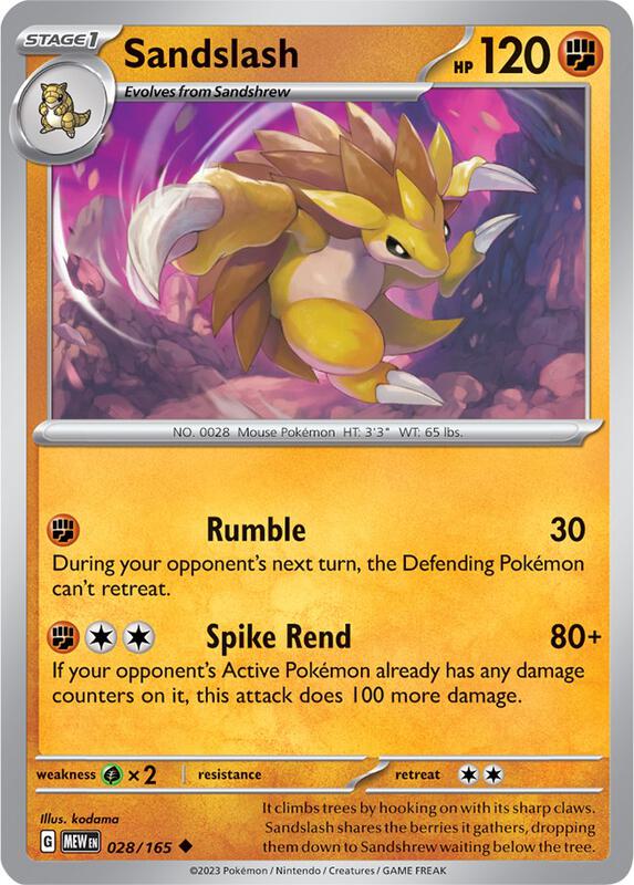 Sandslash - Reverse Holofoil 028/165 Scarlet & Violet: 151 | Uncommon Pokemon Card