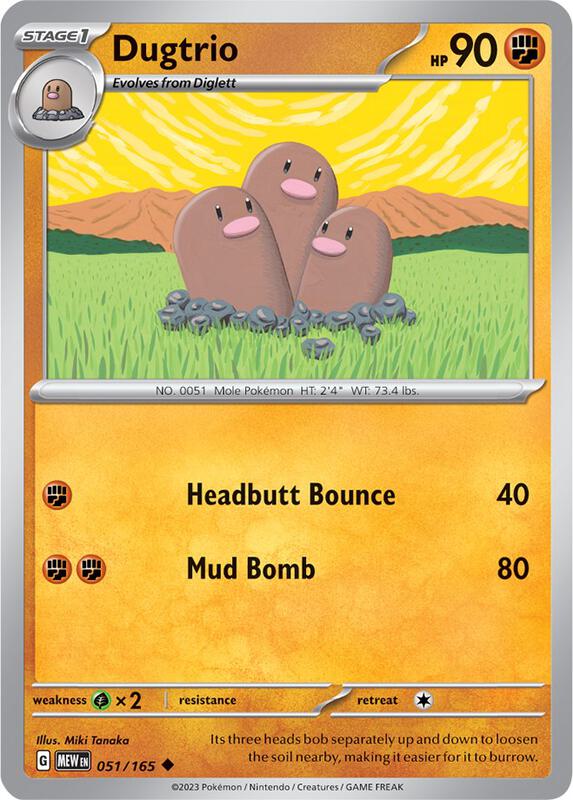 Dugtrio - Normal 051/165 Scarlet & Violet: 151 | Uncommon Pokemon Card