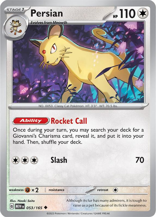 Persian - Normal 053/165 Scarlet & Violet: 151 | Uncommon Pokemon Card