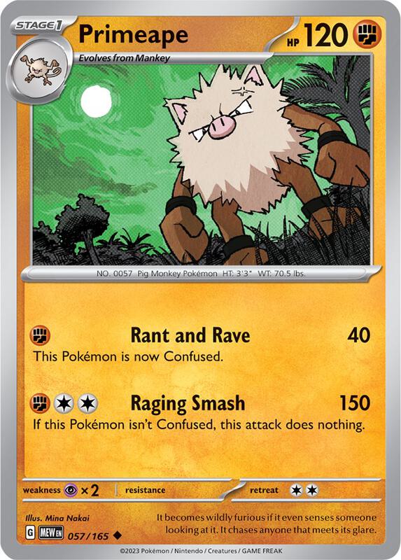 Primeape - Reverse Holofoil 057/165 Scarlet & Violet: 151 | Uncommon Pokemon Card