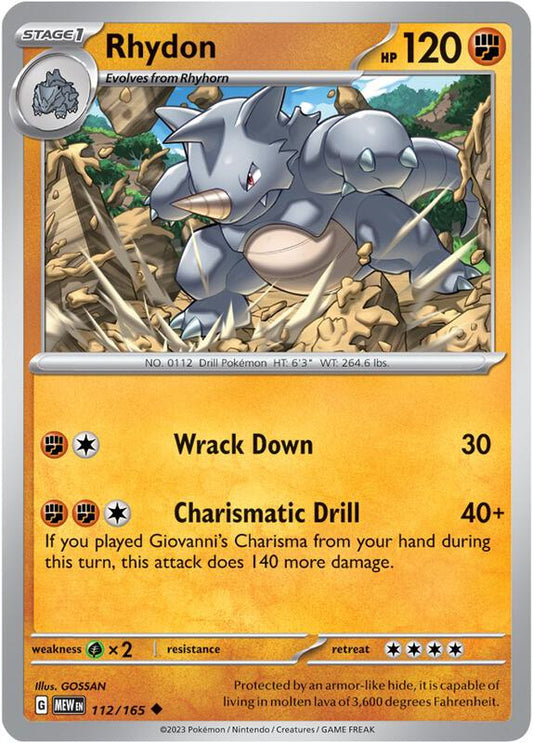 Rhydon - Normal 112/165 Scarlet & Violet: 151 | Uncommon Pokemon Card