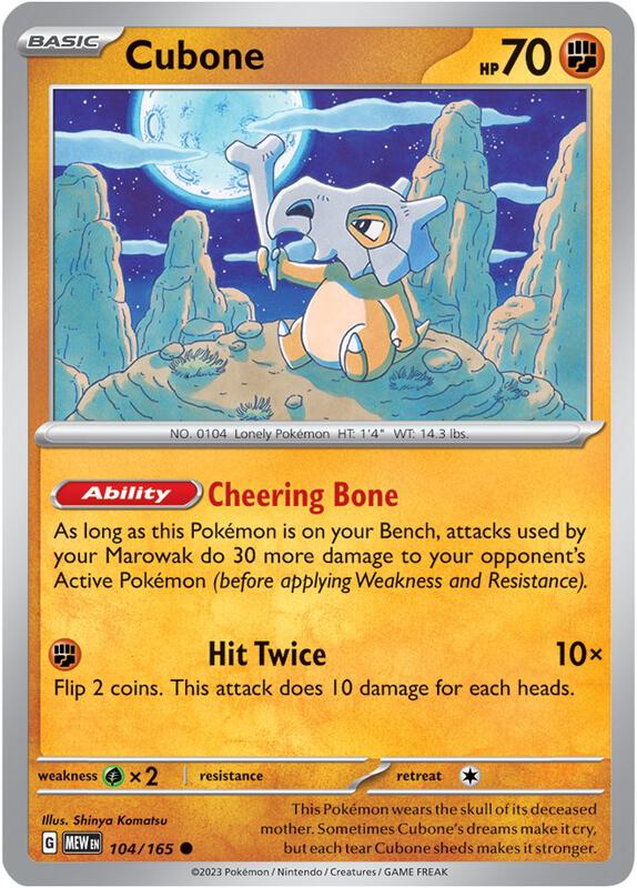 Cubone - Reverse Holofoil 104/165 Scarlet & Violet: 151 | Common Pokemon Card