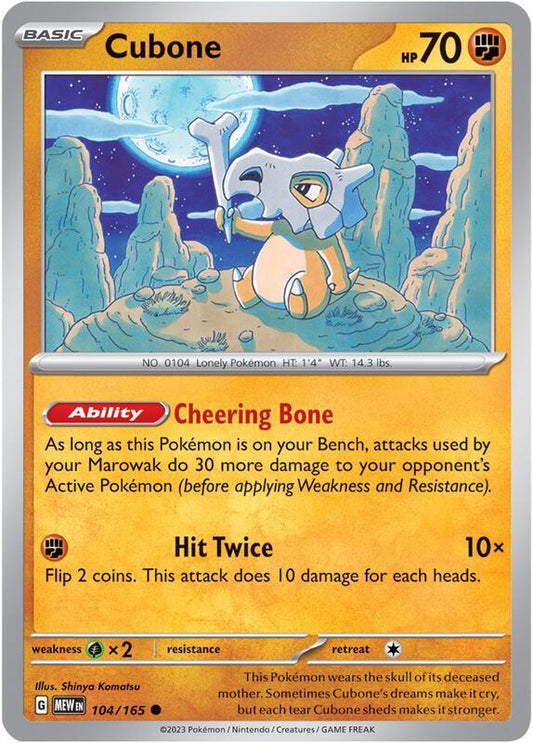 Cubone - Reverse Holofoil 104/165 Scarlet & Violet: 151 | Common Pokemon Card