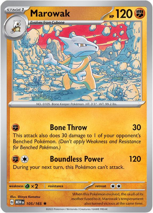 Marowak - Reverse Holofoil 105/165 Scarlet & Violet: 151 | Rare Pokemon Card