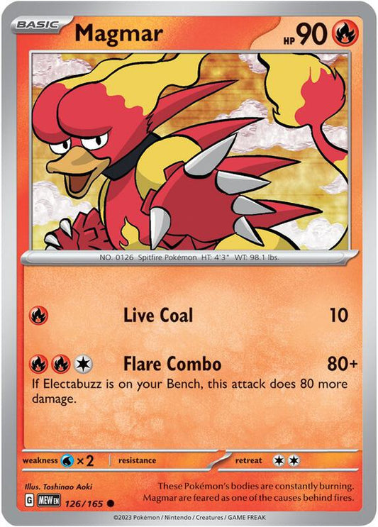 Magmar - Reverse Holofoil 126/165 Scarlet & Violet: 151 | Common Pokemon Card