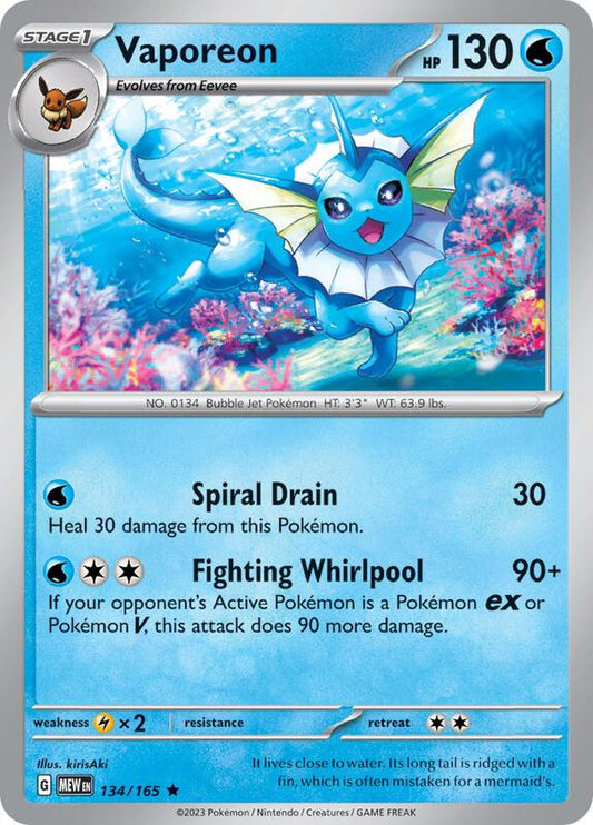 Vaporeon - Reverse Holofoil 134/165 Scarlet & Violet: 151 | Rare Pokemon Card