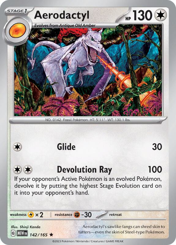 scarlet and violet 151 rare cards Aerodactyl - Holofoil 142/165 & Violet: Mat Color:Mocha with White Trim Line V Jump [Fighting] x2 Retreat Cost Booster Pack, Ursula's Return—Disney