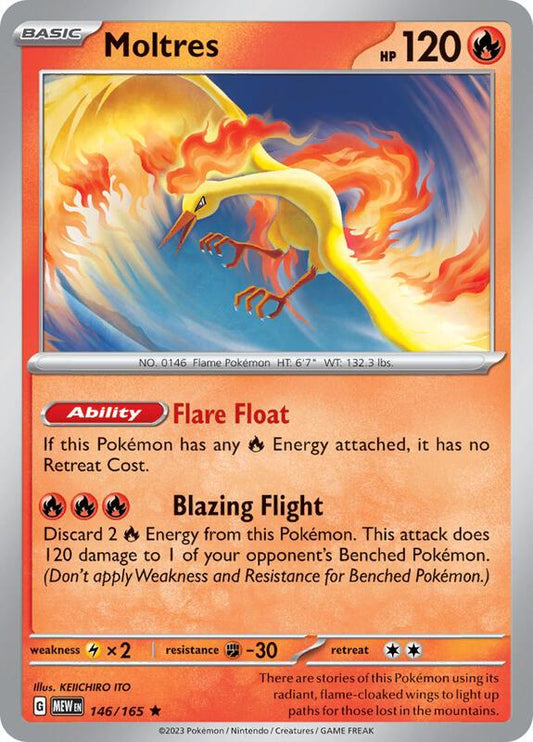 Moltres - Reverse Holofoil 146/165 Scarlet & Violet: 151 | Rare Pokemon Card