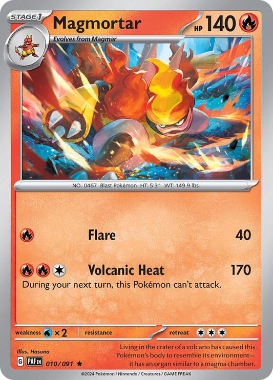 Magmortar - Reverse Holofoil 010/091 Paldean Fates | Rare Pokemon Card